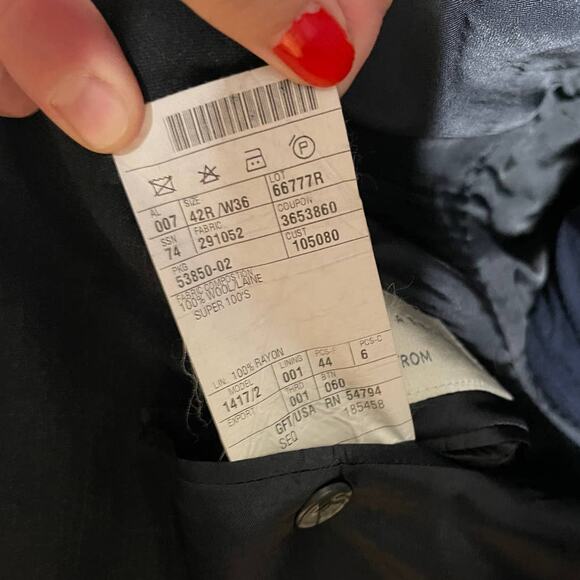 Joseph Abboud Mens 42R Gray 3 Button Blazer 100% WOOL Suit Jacket Sharkskin - Picture 6 of 11